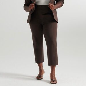 NEW Pari Passu Espresso Brown Ponte Merit Slim Ankle Pants, Women's Size 22 B